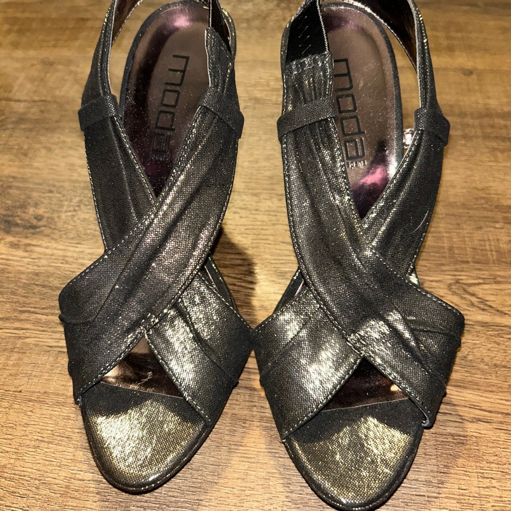 Moda Spana Black Metallic Women's Heels